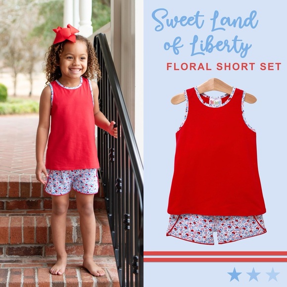 Jelly Bean by Smock Candy Sweet Land Of Liberty Floral Short Set - Picture 3 of 3